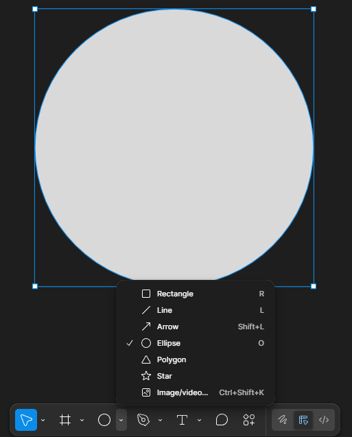 Interface Figma avec les outils vectoriels&nbsp;: rectangle, ellipse, plume, polygone